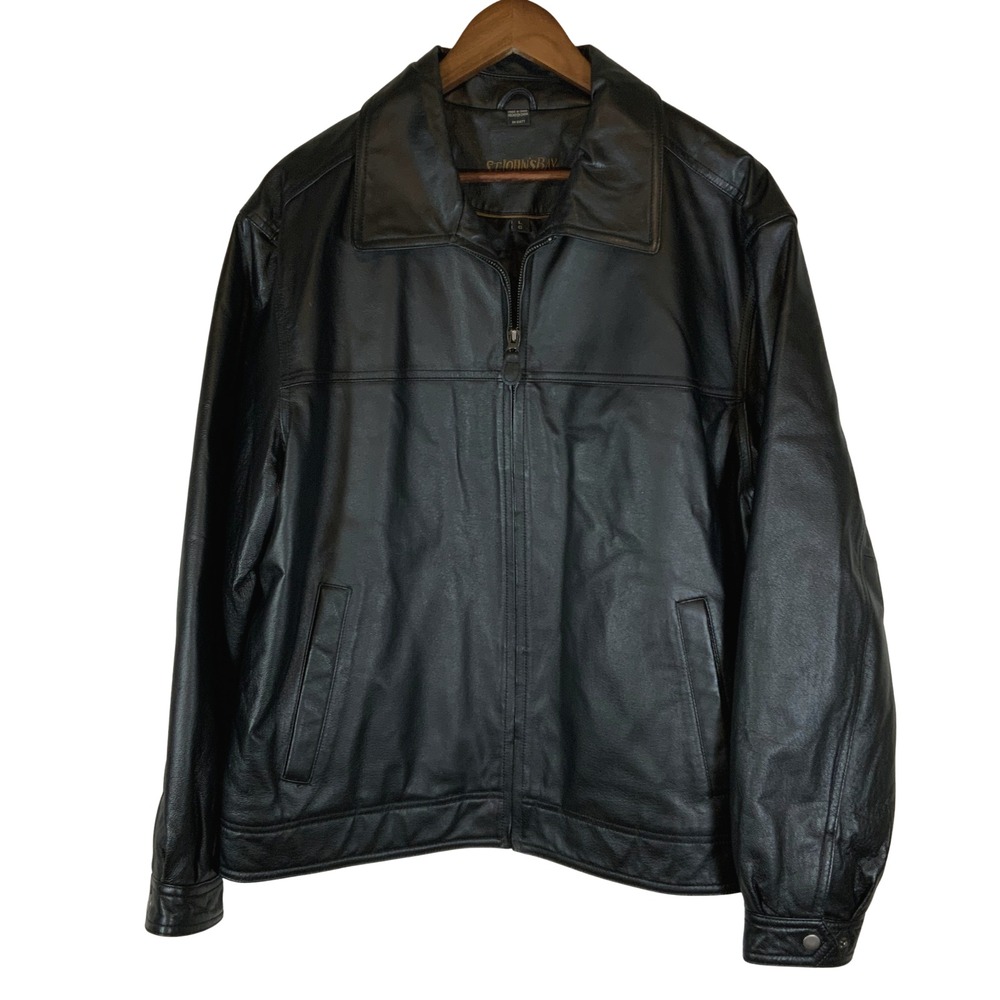 Rare Men's Vintage St. John's Bay Genuine Leather Bomber Jacket - Size Large